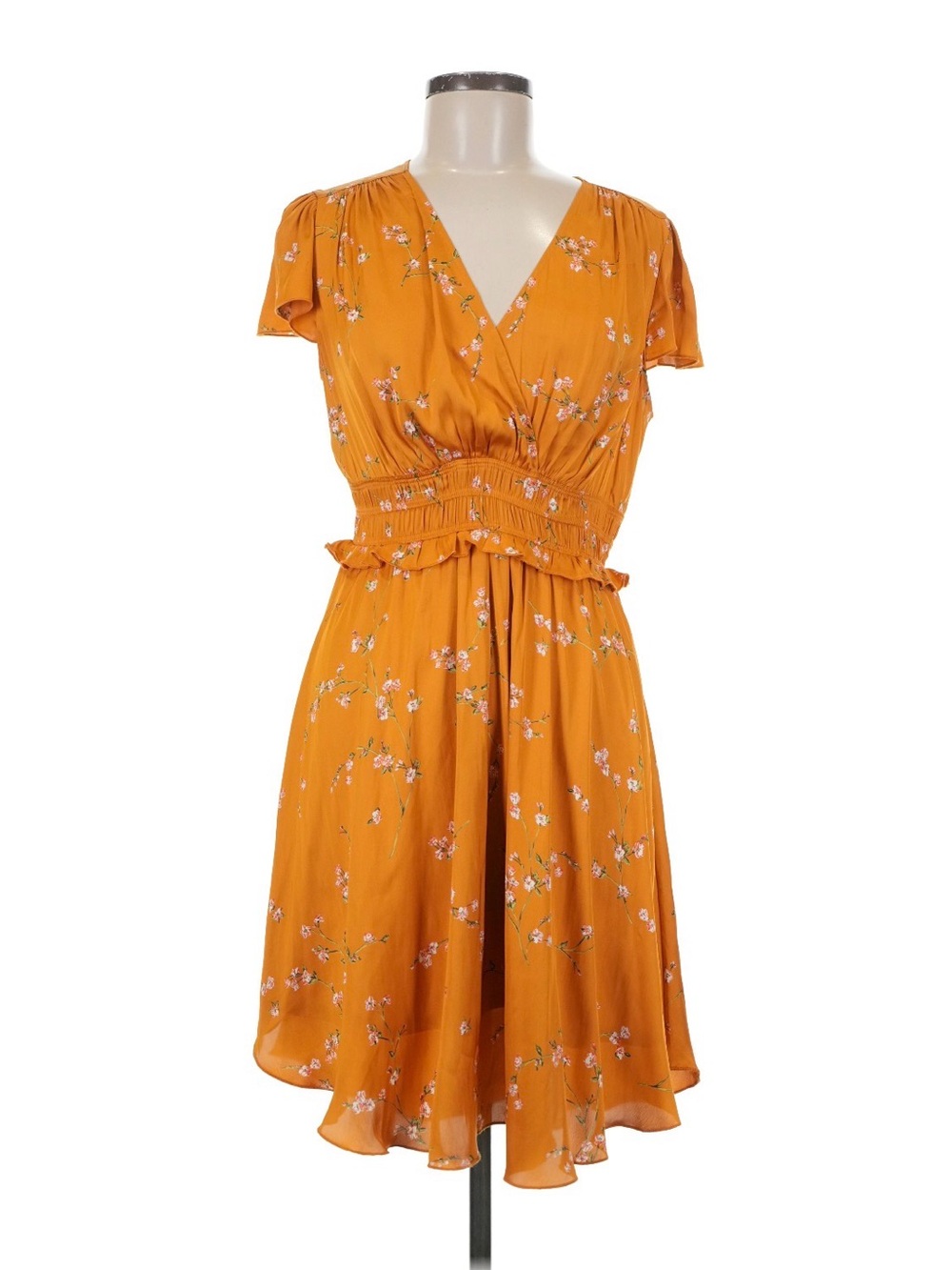 Express Mustard Floral Midi Dress